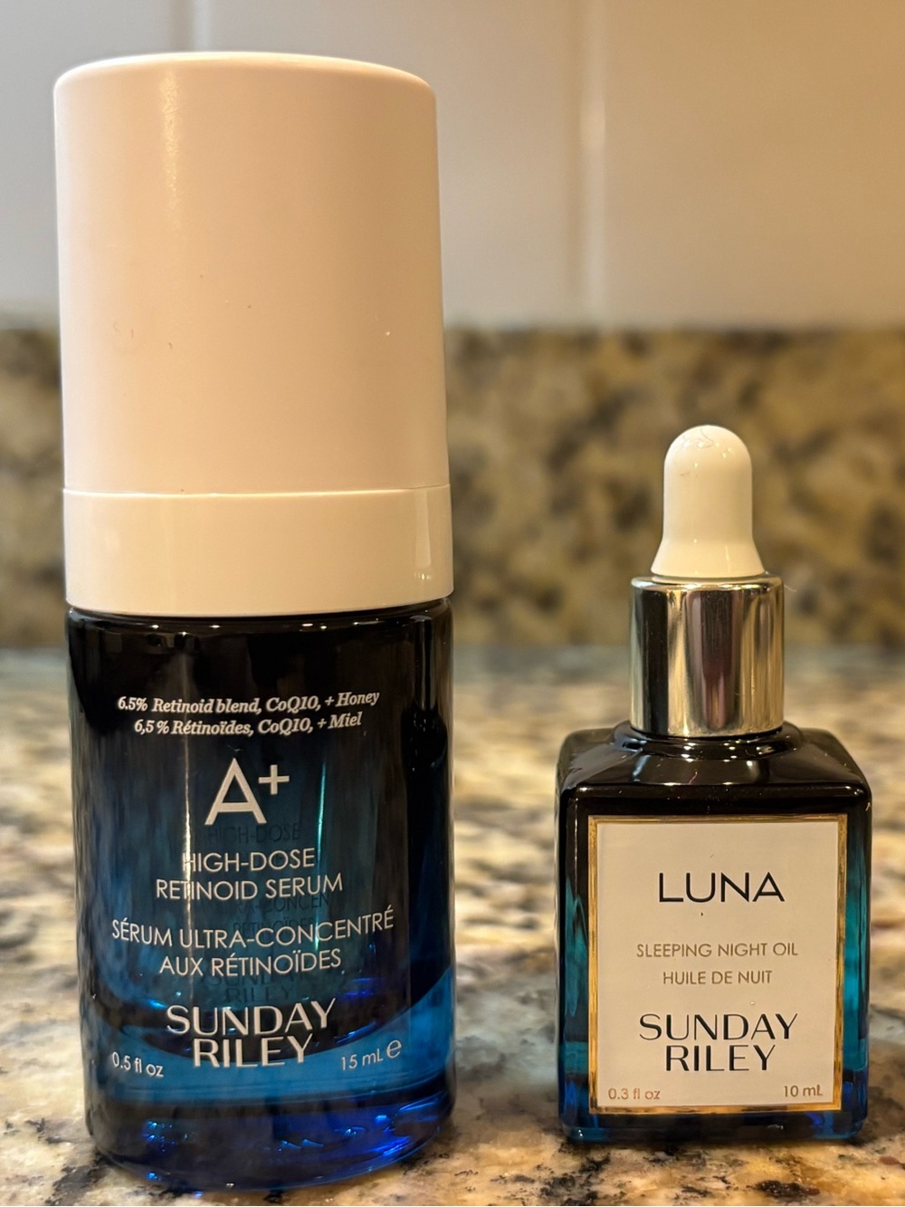 Sunday Riley Blue and White Retinoid Serum & Luna Night Oil Duo